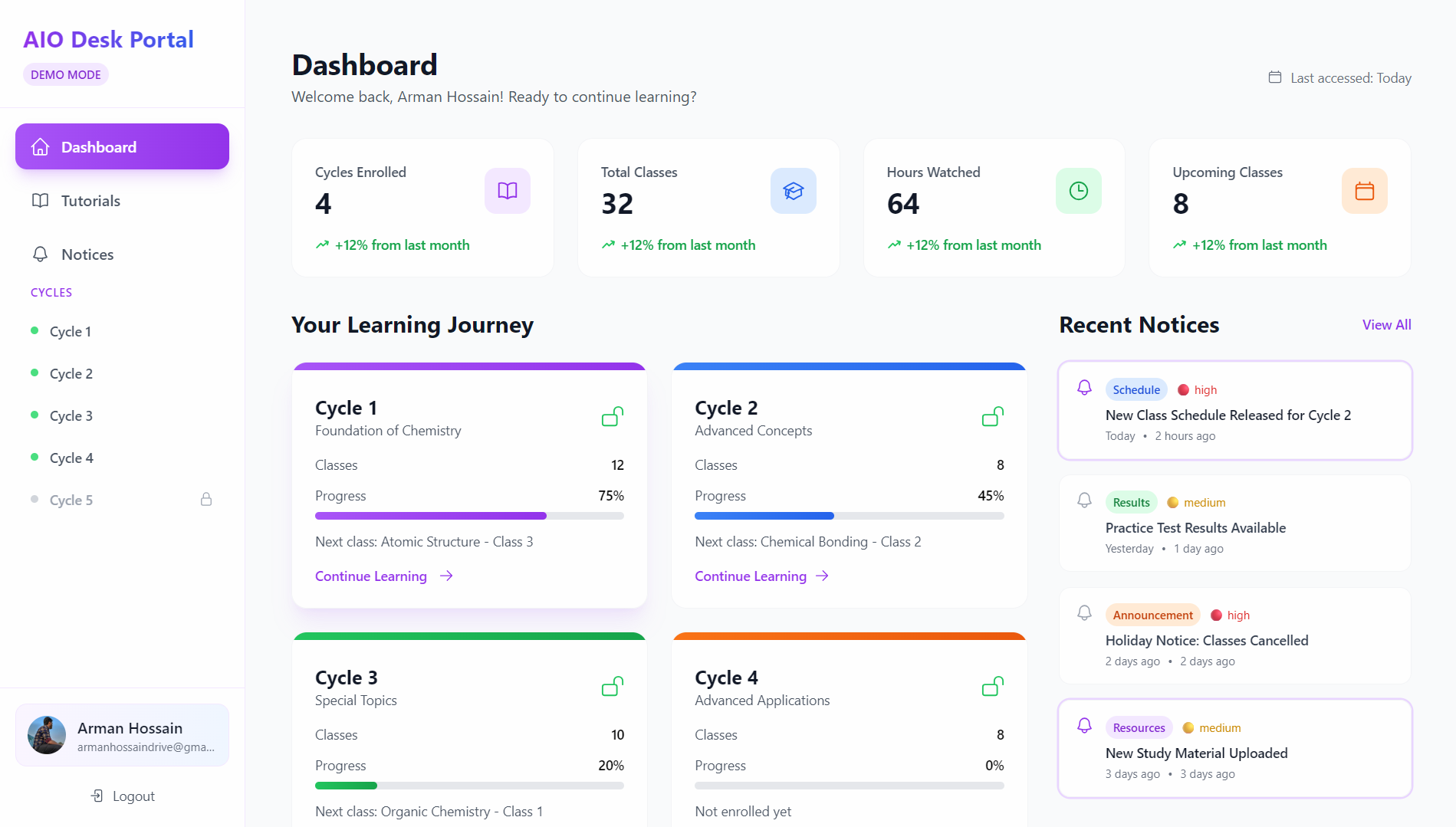 Dashboard Page Screenshot